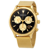 Movado Heritage Calendoplan Chronograph Black Dial Gold Mesh Strap Watch for Men - 3650098