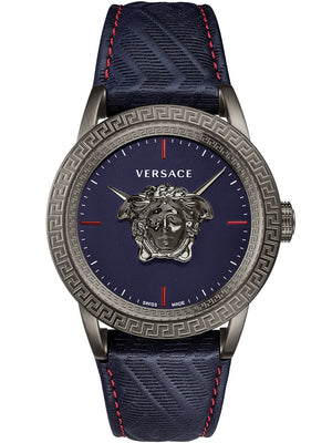 Versace Palazzo Empire Blue Dial Blue Leather Strap Watch for Men - VERD00118