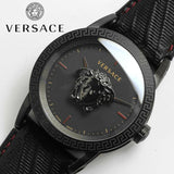 Versace Palazzo Empire Black Dial Black Leather Strap Watch for Men - VERD00218