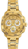 Versace Dylos Chronograph Gold Dial Gold Steel Strap Watch for Men - VQC040015