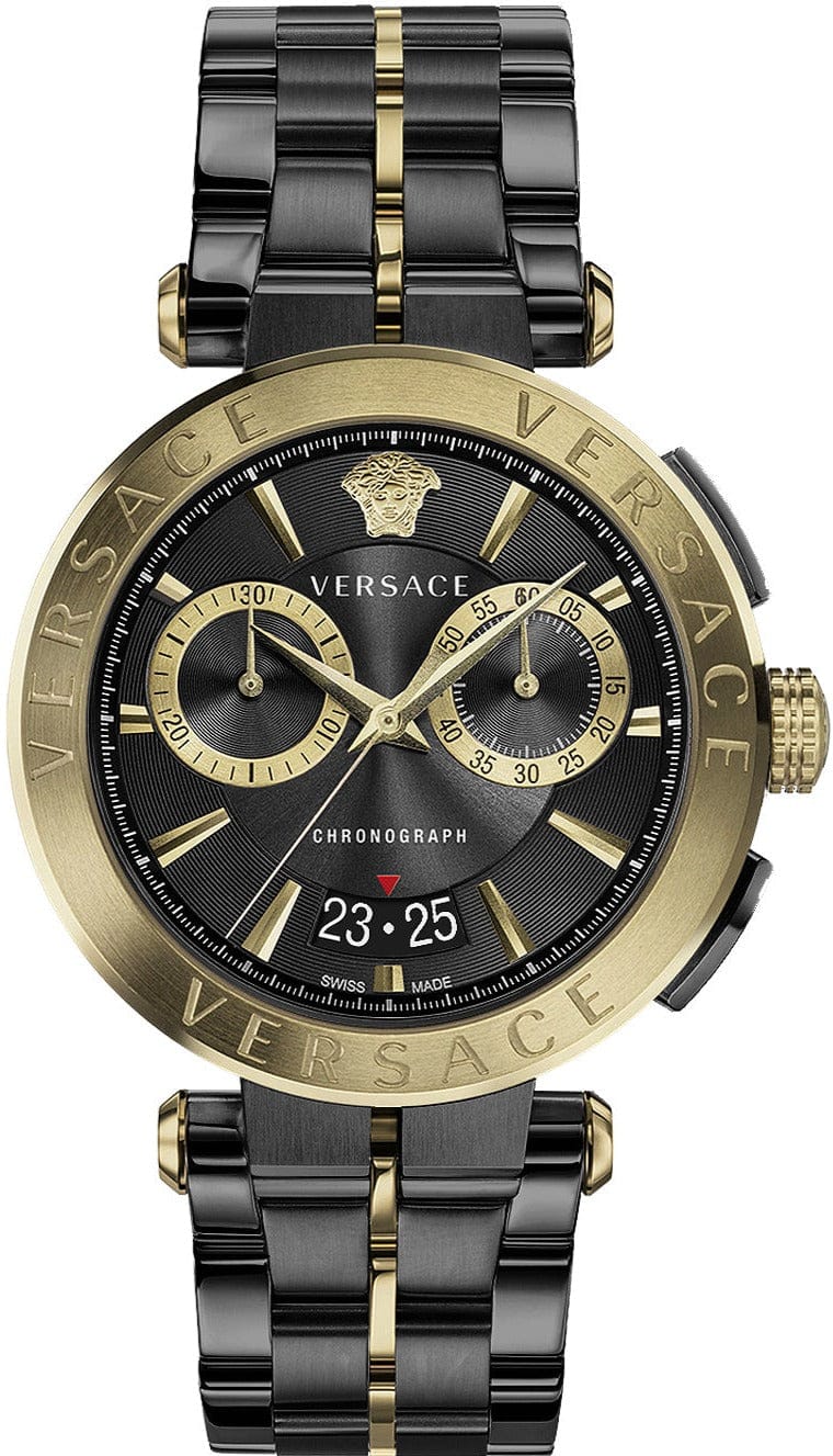 Versace Aion Chronograph Black Dial Black Steel Strap Watch for Men - VE1D01620