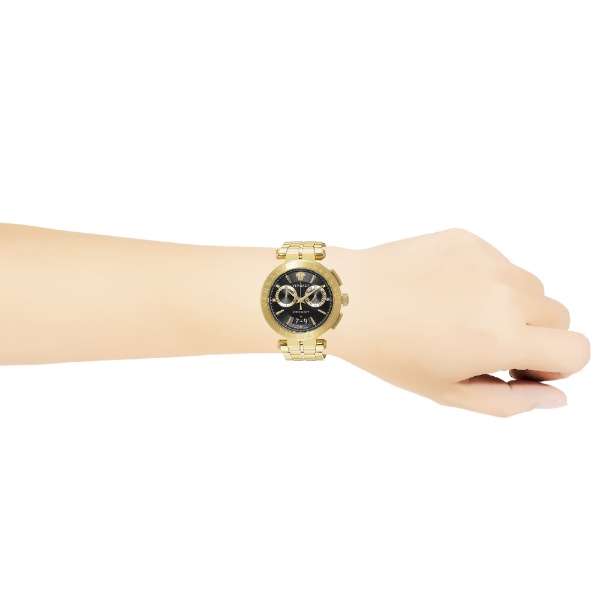 Versace Aion Chronograph Black Dial Gold Steel Strap Watch For Men - VE1D01721