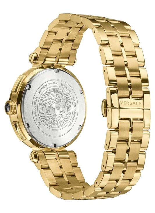 Versace Aion Chronograph Black Dial Gold Steel Strap Watch For Men - VE1D01721
