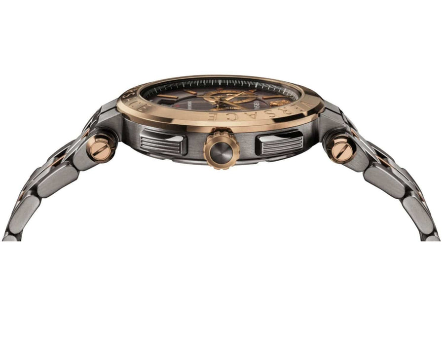 Versace Aion Chronograph Black Dial Grey Steel Strap Watch for Men  - VBR050017