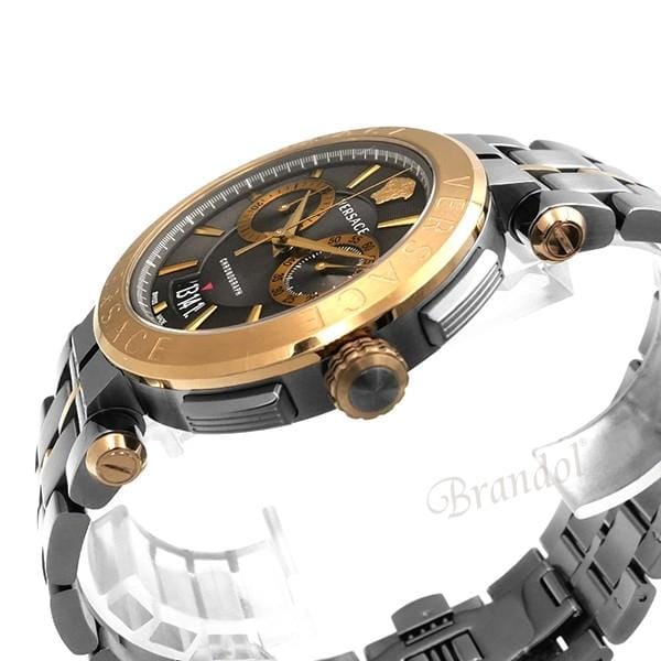 Versace Aion Chronograph Black Dial Grey Steel Strap Watch for Men  - VBR050017