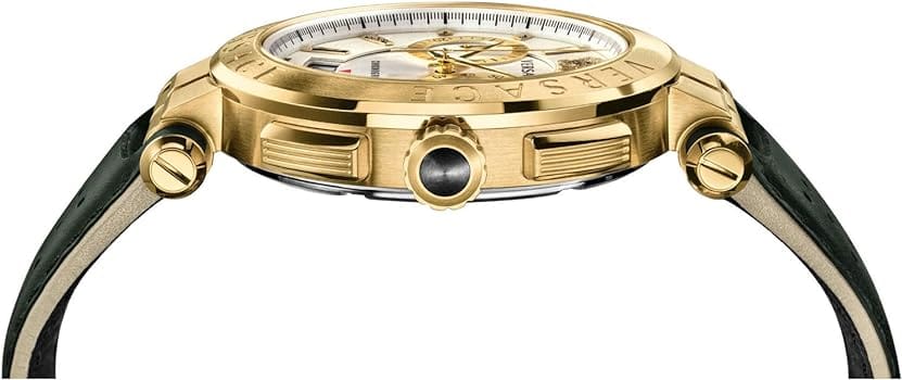 Versace Aion Chronograph White Dial Green Leather Strap Watch for Men - VBR020017