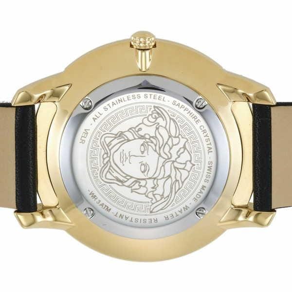 Versace Audrey Quartz Black Dial Black Leather Strap Watch for Women - VELR00319