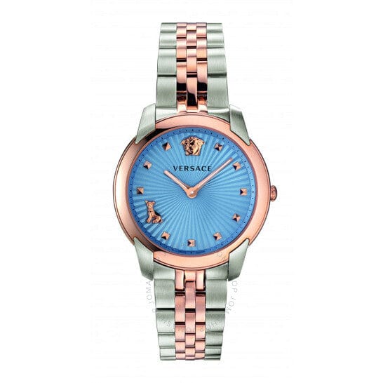 Versace Audrey Quartz Blue Dial Two Tone Steel Strap Watch for Women - VELR00619