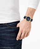 Versace Univers Navy Blue Dial Navy Blue Leather Strap Watch for Men - VEBK00318