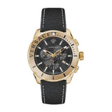Versace Casual Chronograph Black Dial Black Leather Strap Watch for Men - VERG003-18