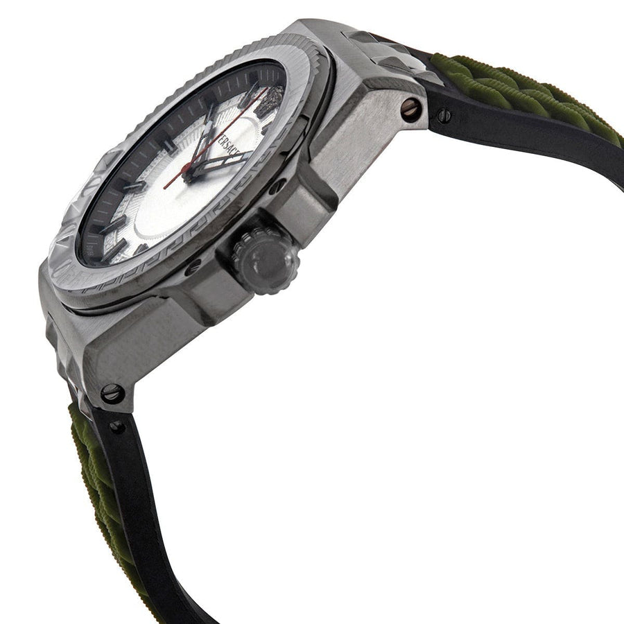 Versace Chain Reaction Quartz White Dial Green Rubber Strap Watch for Men - VEDY00419