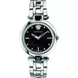 Versace Crystal Gleam Guilloche  Black Dial Silver Steel Strap Watch for Women - VAN030016