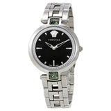 Versace Crystal Gleam Guilloche  Black Dial Silver Steel Strap Watch for Women - VAN030016