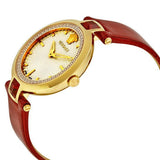 Versace Crystal Gleam White Dial Red Leather Strap Watch For Women - VAN040016