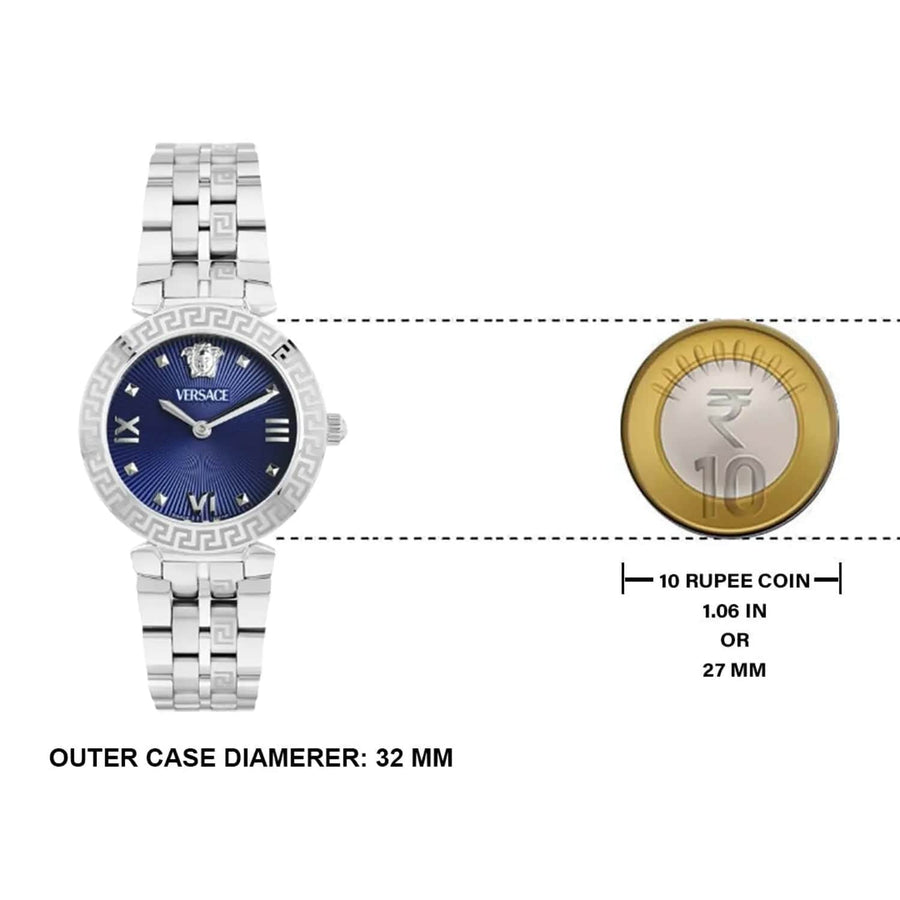 Versace Daphnis Analog Blue Dial Silver Steel Strap Watch for Women - VEOCA0124
