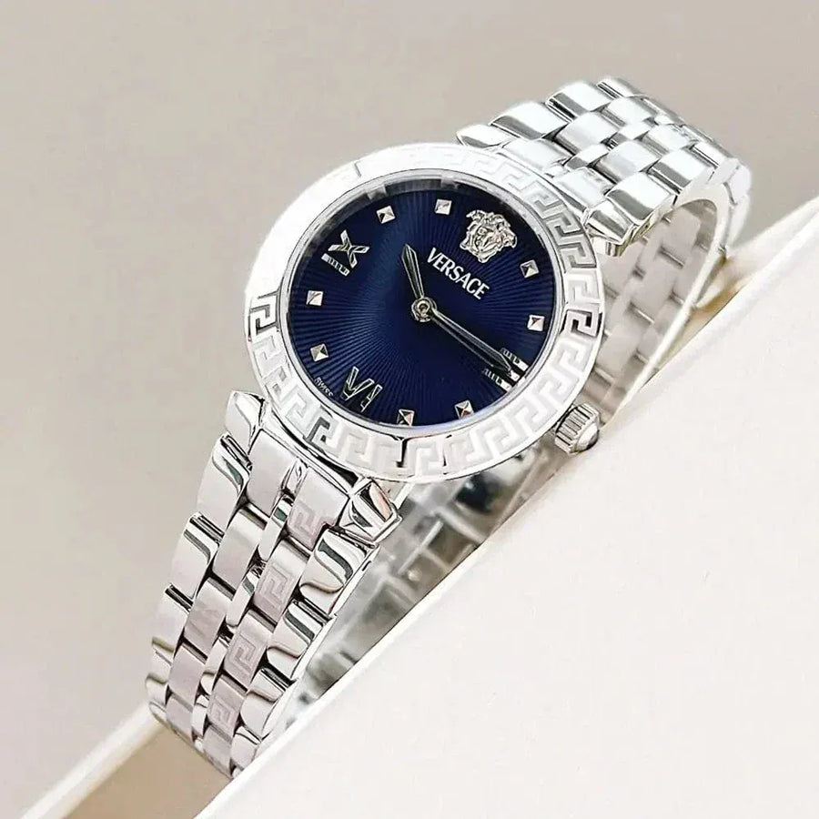 Versace Daphnis Analog Blue Dial Silver Steel Strap Watch for Women - VEOCA0124