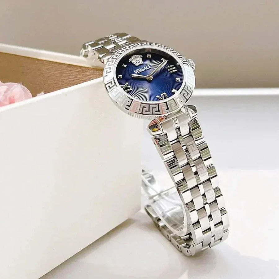 Versace Daphnis Analog Blue Dial Silver Steel Strap Watch for Women - VEOCA0124