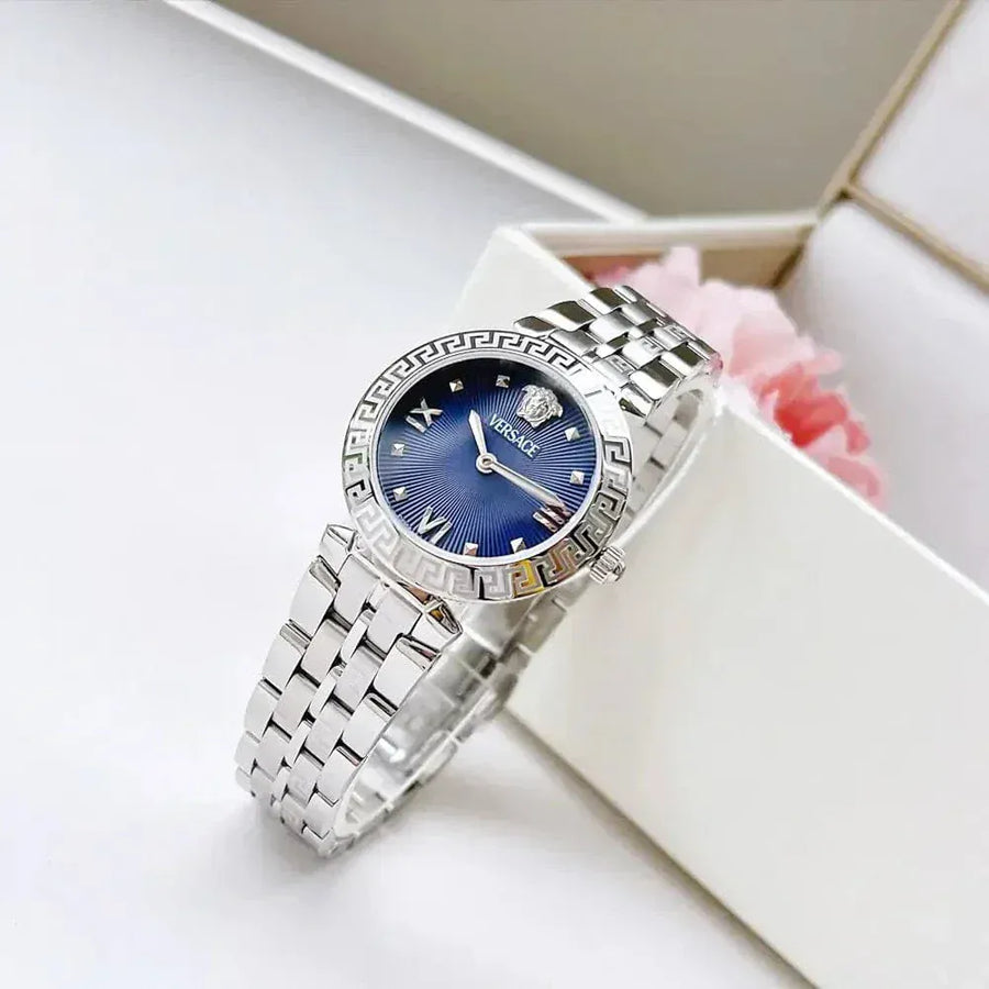 Versace Daphnis Analog Blue Dial Silver Steel Strap Watch for Women - VEOCA0124
