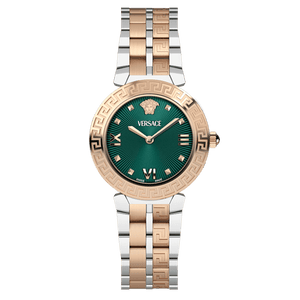 Versace Daphnis Analog Green Dial Two Tone Steel Strap Watch for Women - VEOCA0224