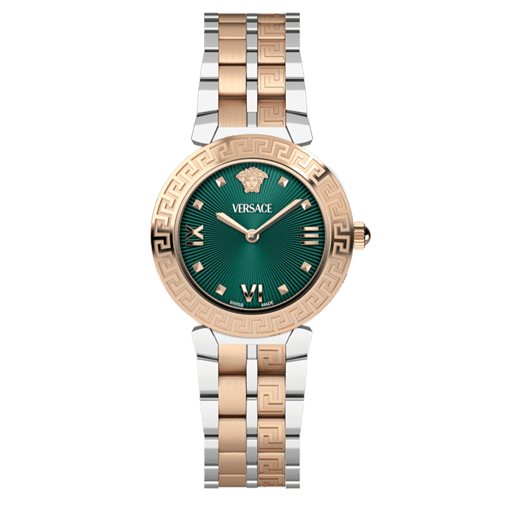 Versace Daphnis Analog Green Dial Two Tone Steel Strap Watch for Women - VEOCA0224