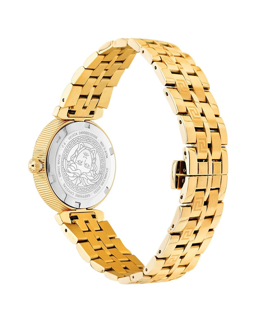 Versace Daphnis Quartz Black Dial Gold Steel Strap Watch for Women - VEOCA0524