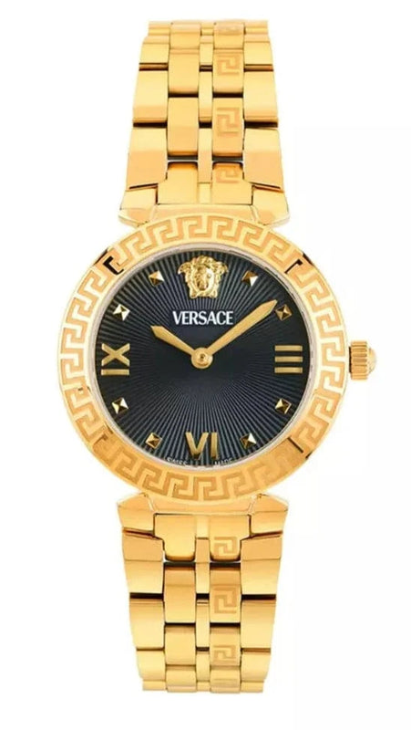 Versace Daphnis Quartz Black Dial Gold Steel Strap Watch for Women - VEOCA0524