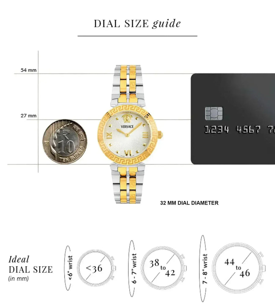 Versace Daphnis White Dial Two Tone Steel Strap Watch for Women - VEOCA0324