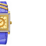 Versace Day Glam Chronograph Gold Dial Purple Leather Strap Watch for Women - VQF040015