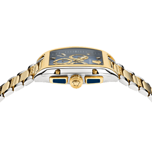 Versace Dominus Chronograph Blue Dial Two Tone Steel Strap Watch For Men - VE6H00723
