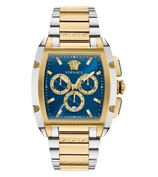 Versace Dominus Chronograph Blue Dial Two Tone Steel Strap Watch For Men - VE6H00723