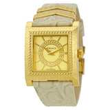 Versace DV-25 Gold Dial Off White Leather Strap Watch for Women - VQF030015