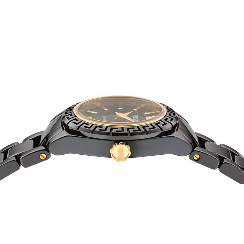 Versace DV One Mini Black Dial Black Steel Strap Watch for Women - VE9F00124