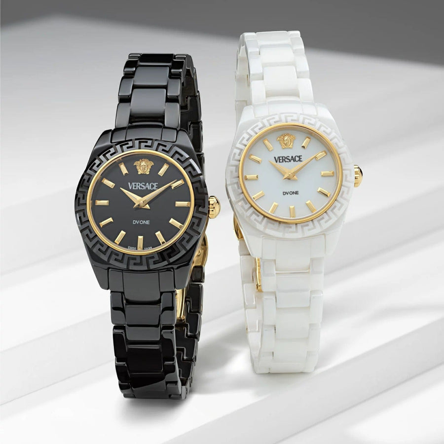 Versace DV One Mini Black Dial Black Steel Strap Watch for Women - VE9F00124