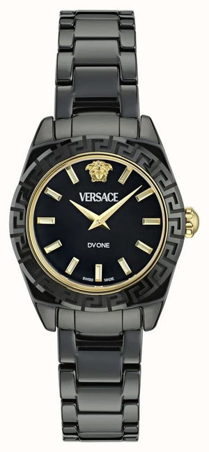Versace DV One Mini Black Dial Black Steel Strap Watch for Women - VE9F00124