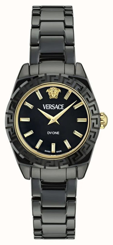 Versace DV One Mini Black Dial Black Steel Strap Watch for Women - VE9F00124