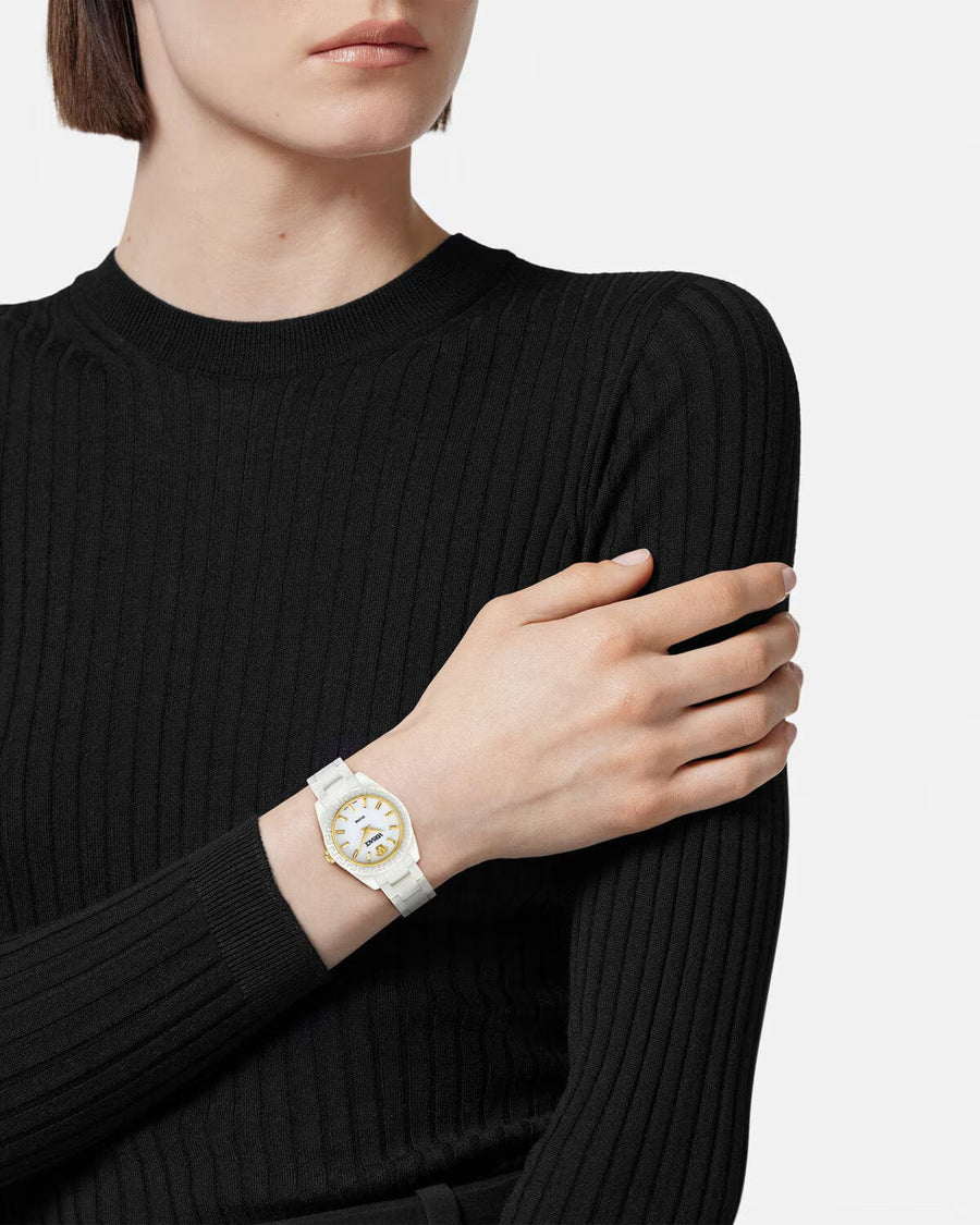 Versace DV One Mini White Dial White Ceramic Dial Watch for Women - VE9F00224