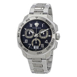 Versace Dylos Chronograph Blue Dial Silver Steel Strap Watch for Men - VQC090016