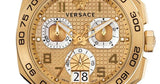 Versace Dylos Chronograph Gold Dial Gold Steel Strap Watch for Men - VQC040015