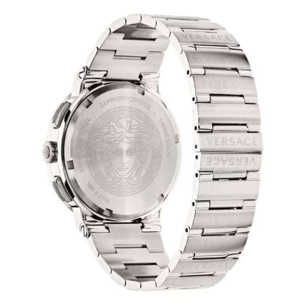 Versace Grace Chronograph Quartz Green Dial Silver Steel Strap Watch For Men - VEZ900121