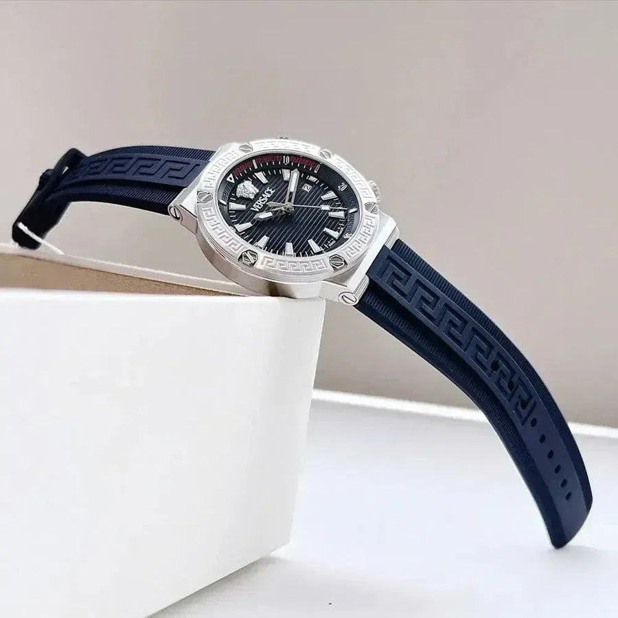 Versace Greca Diver Quartz Blue Dial Blue Rubber Strap Watch for Men - VE8G00124