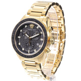 Versace Greca Dome Chronograph Black Dial Gold Steel Strap Watch for Men - VE6K00523