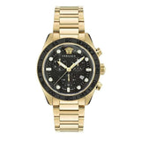 Versace Greca Dome Chronograph Black Dial Gold Steel Strap Watch for Men - VE6K00523