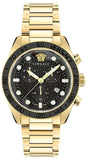 Versace Greca Dome Chronograph Black Dial Gold Steel Strap Watch for Men - VE6K00523