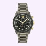 Versace Greca Dome Chronograph Black Dial Grey Steel Strap Watch for Men - VE6K00623