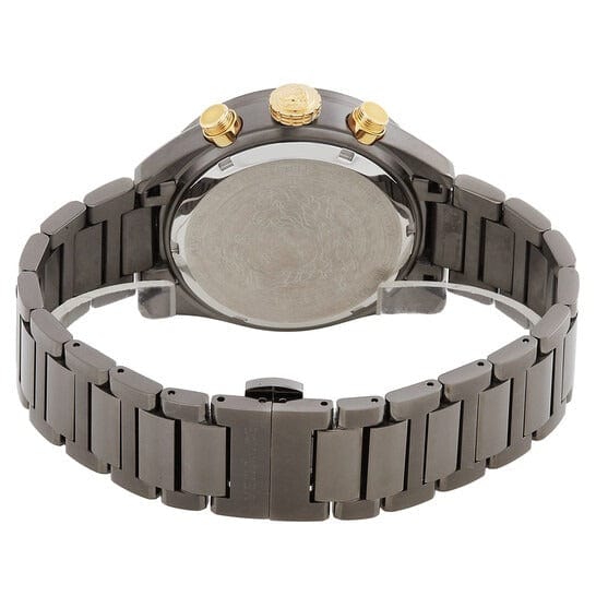 Versace Greca Dome Chronograph Black Dial Grey Steel Strap Watch for Men - VE6K00623