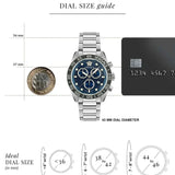 Versace Greca Dome Chronograph Blue Dial Silver Steel Strap Watch for Men - VE6K00323