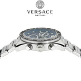 Versace Greca Dome Chronograph Blue Dial Silver Steel Strap Watch for Men - VE6K00323