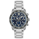 Versace Greca Dome Chronograph Blue Dial Silver Steel Strap Watch for Men - VE6K00323