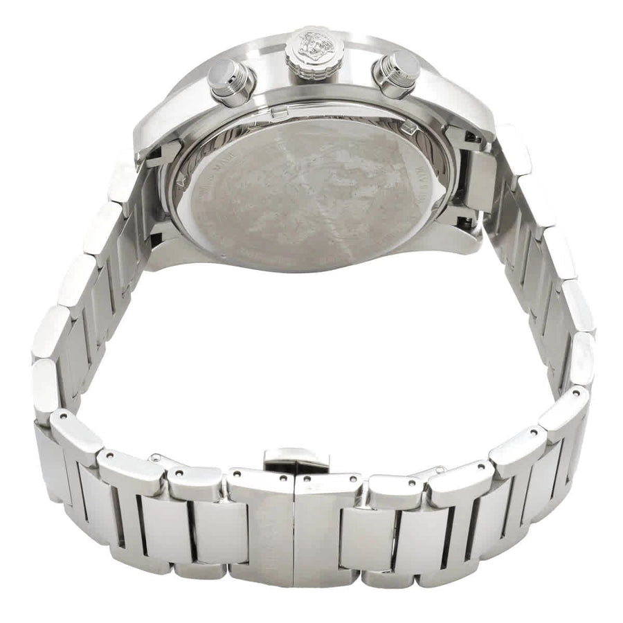 Versace Greca Dome Chronograph Blue Dial Silver Steel Strap Watch for Men - VE6K00323