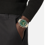 Versace Greca Dome Chronograph Green Dial Two Tone Steel Strap Watch for Men - VE6K00423